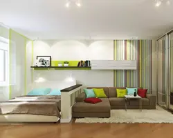 Design Of A One-Room Apartment - Bedroom And Living Room In One