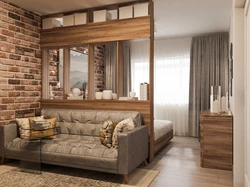 Design of a one-room apartment - bedroom and living room in one