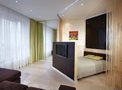 Design of a one-room apartment - bedroom and living room in one