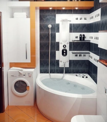 Small bathroom combined with toilet and washing machine photo design