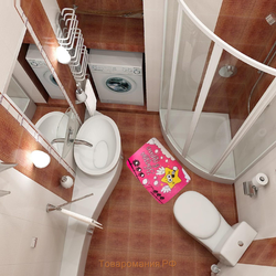 Small bath design with shower and washing machine photo