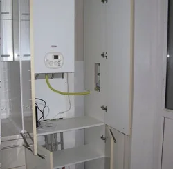 Cabinet for a gas boiler in the kitchen photo