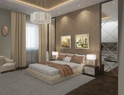 Mirrors in the interior of a modern bedroom