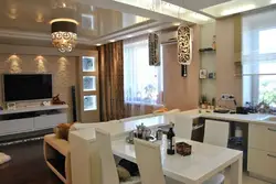 Oshxona yashash xonasi uy dizaynida 60 m²