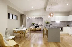 Kitchen living room 60 sq m in the house design