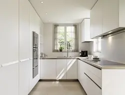 Modern kitchen design U-shaped with window