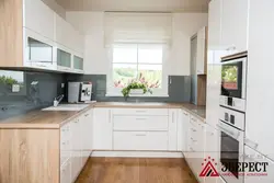 Modern kitchen design U-shaped with window