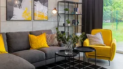 Living room yellow sofa design