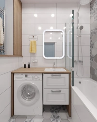 Bathroom Design With Bathtub Toilet And Washing Machine