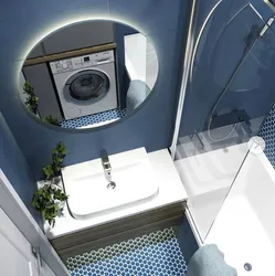 Bathroom design with bathtub toilet and washing machine