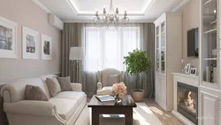 Neoclassical living room design in light colors