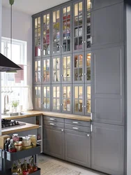 Glass cabinets in the kitchen interior