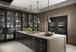 Glass cabinets in the kitchen interior
