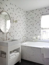 Glass Wallpaper In The Bathroom Interior