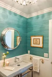 Glass wallpaper in the bathroom interior