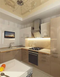 Corner kitchens with TV on the wall photo