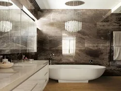 Dark marble in the bathroom interior