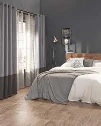 Modern gray curtains for the bedroom photo