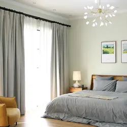 Modern gray curtains for the bedroom photo