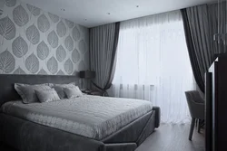 Modern gray curtains for the bedroom photo