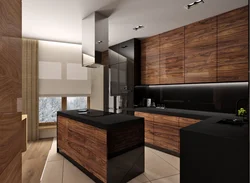Wooden modern kitchen photo