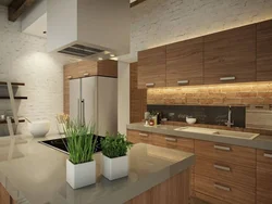 Wooden modern kitchen photo