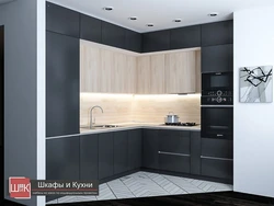 Антрацыт кухня ў інтэр'еры фота
