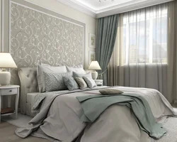 Gray beige bedroom photo