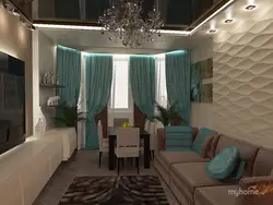 Бирюзовый диван в интерьере кухни
