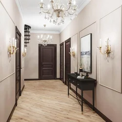 Hallway interior with brown furniture