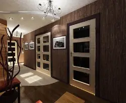 Hallway interior with brown furniture