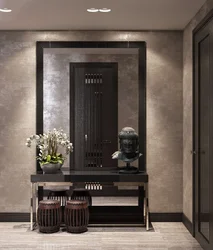Hallway interior with brown furniture