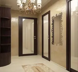 Hallway interior with brown furniture