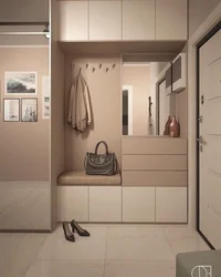 Cabinets in a narrow hallway in the corridor photo