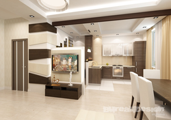 Mətbəx studio dizayn fotoşəkili ancaq zal