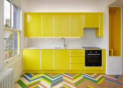 Yellow white kitchen photo
