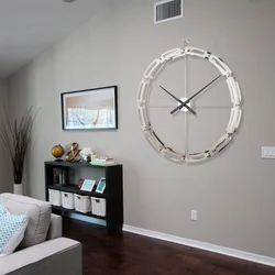 Wall clock in the living room in a modern style photo