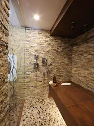 Bathtub with stone design photo