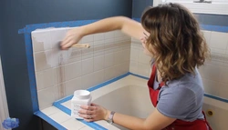 Painting bathroom tiles with your own hands photo