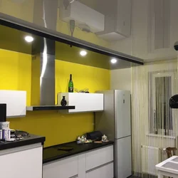 Photo of a stretch ceiling in the kitchen photo in the apartment