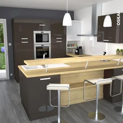Kitchen island photo with bar counter