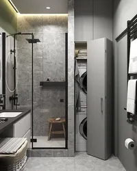 Design of a narrow bathroom with toilet and shower