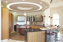 Ceilings in the kitchen made of plasterboard at home photo