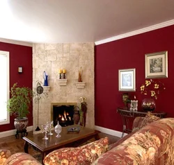 Омезиши burgundy дар дохили ҳуҷраи зиндагӣ