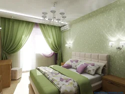 Photo of a bedroom with green walls