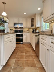 Kitchen Design Brown Floor