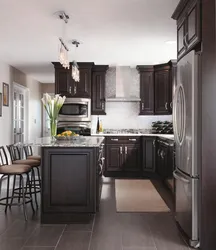 Kitchen design brown floor