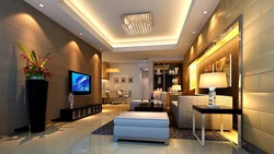 Ceiling lighting in the living room interior