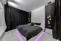 Black Curtains In The Living Room Interior