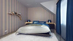 Striped wallpaper in the bedroom photo